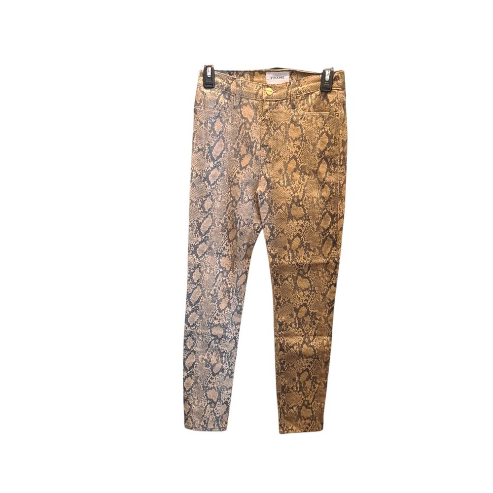 Frame Le High Skinny Crop Coated Jeans Womens Size 25 Coated Python Snakeskin